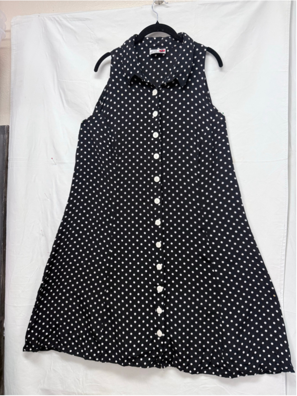 Women's Dani Michaels Polka Dot Sleeveless Midi Dress M Black White